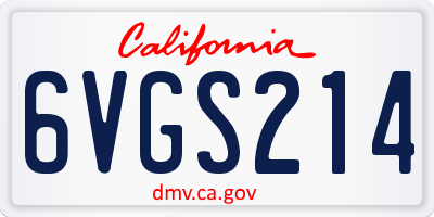 CA license plate 6VGS214