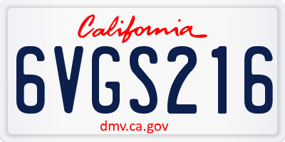 CA license plate 6VGS216
