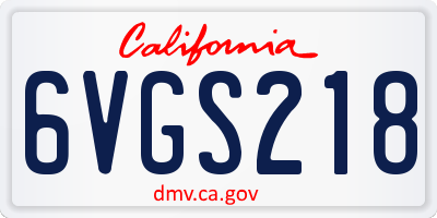 CA license plate 6VGS218