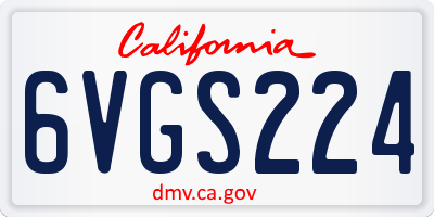 CA license plate 6VGS224