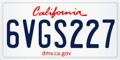 CA license plate 6VGS227