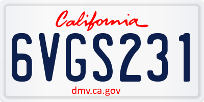 CA license plate 6VGS231