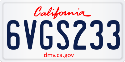 CA license plate 6VGS233