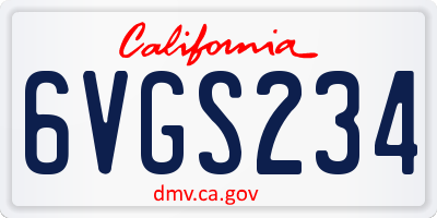 CA license plate 6VGS234