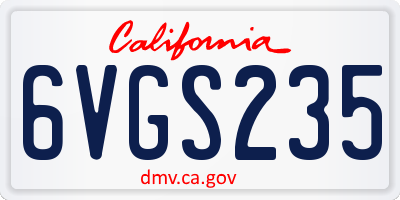 CA license plate 6VGS235