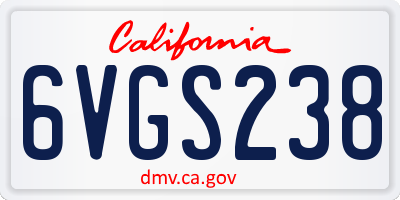 CA license plate 6VGS238