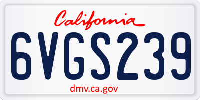 CA license plate 6VGS239