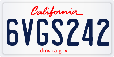 CA license plate 6VGS242