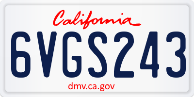 CA license plate 6VGS243