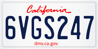 CA license plate 6VGS247