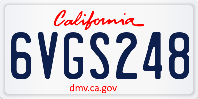 CA license plate 6VGS248