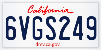 CA license plate 6VGS249