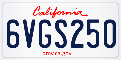 CA license plate 6VGS250