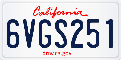 CA license plate 6VGS251