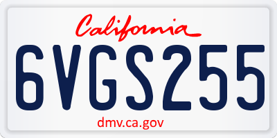 CA license plate 6VGS255