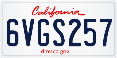 CA license plate 6VGS257