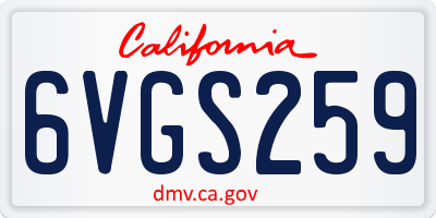 CA license plate 6VGS259