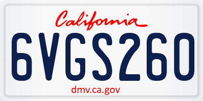 CA license plate 6VGS260