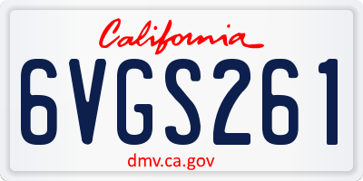 CA license plate 6VGS261