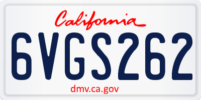 CA license plate 6VGS262