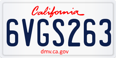 CA license plate 6VGS263