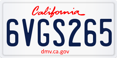 CA license plate 6VGS265