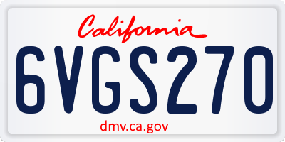 CA license plate 6VGS270