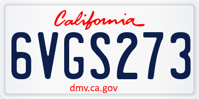 CA license plate 6VGS273