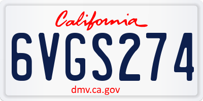 CA license plate 6VGS274