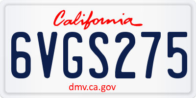 CA license plate 6VGS275