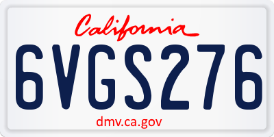 CA license plate 6VGS276