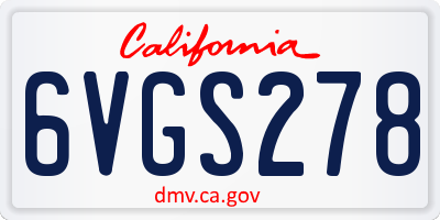 CA license plate 6VGS278