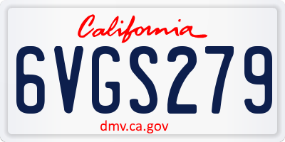 CA license plate 6VGS279