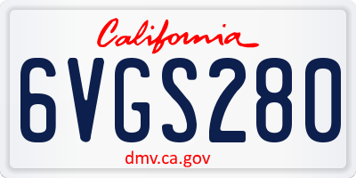 CA license plate 6VGS280