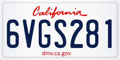 CA license plate 6VGS281