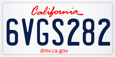 CA license plate 6VGS282
