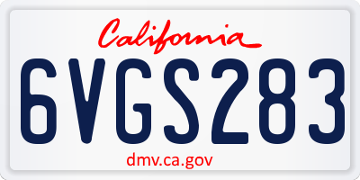 CA license plate 6VGS283