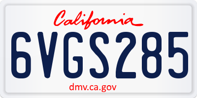 CA license plate 6VGS285