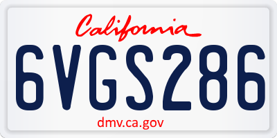 CA license plate 6VGS286