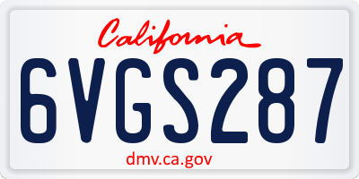CA license plate 6VGS287