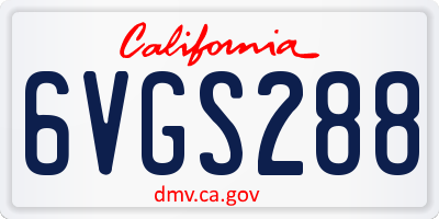 CA license plate 6VGS288