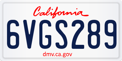 CA license plate 6VGS289