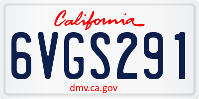 CA license plate 6VGS291