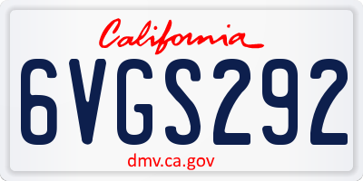 CA license plate 6VGS292