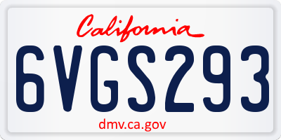 CA license plate 6VGS293
