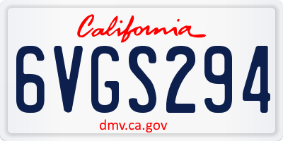 CA license plate 6VGS294