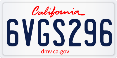 CA license plate 6VGS296