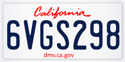 CA license plate 6VGS298