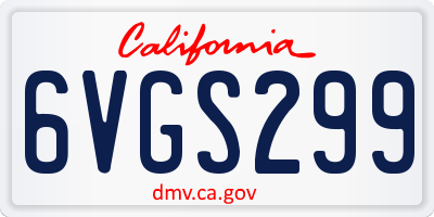 CA license plate 6VGS299
