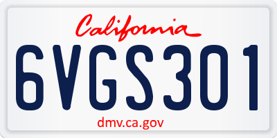 CA license plate 6VGS301